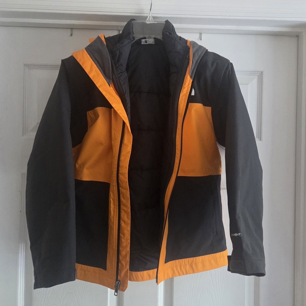THE NORTH FACE 3-in-1 FREEDOM TRICLIMATE BOY'S JACKET Large/12  Orange & Black